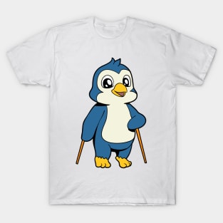 Nordic Walking cartoon Penguin T-Shirt